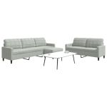 Set de canapele cu perne, 3 piese, gri deschis, catifea GartenMobel Dekor