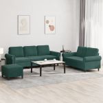 Set de canapele cu perne, 3 piese, verde închis, catifea GartenMobel Dekor