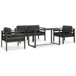 Set mobilier de grădină cu perne, 5 piese, antracit, aluminiu GartenMobel Dekor