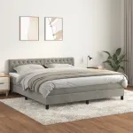 Pat box spring cu saltea, gri deschis, 180x200 cm, catifea GartenMobel Dekor