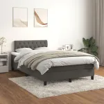 Pat box spring cu saltea, gri închis, 120x200 cm, catifea GartenMobel Dekor