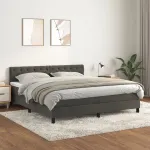 Pat box spring cu saltea, gri închis, 160x200 cm, catifea GartenMobel Dekor