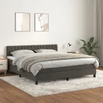 Pat box spring cu saltea, gri închis, 180x200 cm, catifea GartenMobel Dekor