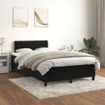 Pat box spring cu saltea, negru, 120x200 cm, catifea GartenMobel Dekor