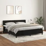 Pat box spring cu saltea, negru, 180x200 cm, catifea GartenMobel Dekor