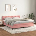 Pat box spring cu saltea, roz, 160x200 cm, catifea GartenMobel Dekor