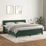 Pat box spring cu saltea, verde închis, 160x200 cm, catifea GartenMobel Dekor