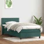 Pat box spring cu saltea, verde închis, 80x220 cm, catifea GartenMobel Dekor
