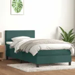 Pat box spring cu saltea, verde închis, 80x220 cm, catifea GartenMobel Dekor