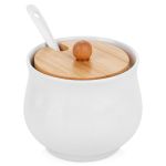 Bol pentru zahăr din ceramică si bambus alb 9x9cm - 250ml Handy KitchenServ