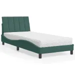 Pat cu saltea, verde închis, 90x190 cm, catifea GartenMobel Dekor