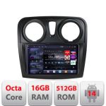 Navigatie Dacia Sandero Logan Lodgy 2012-2020 Edotec Kit-sandero 8 core QLED 2K 16+512 360 Android Waze USB Navigatie Internet Youtube Radio CarStore Technology