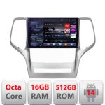 Navigatie Jeep Gran Cherokee 2011-2013 Edotec Kit-GRCHE 8 core QLED 2K 16+512 360 Android Waze USB Navigatie Internet Youtube Radio CarStore Technology