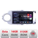 Navigatie Toyota Yaris 2010-2018 Edotec Kit-YARIS10 8 core QLED 2K 16+512 360 Android Waze USB Navigatie Internet Youtube Radio Edotec CarStore Technology