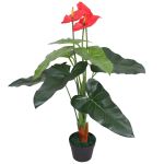 Plantă artificială Anthurium cu ghiveci, 90 cm, roșu și galben GartenMobel Dekor