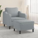 Fotoliu canapea cu taburet, gri deschis, 60 cm, textil GartenMobel Dekor