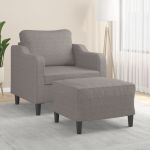 Fotoliu canapea cu taburet, taupe, 60 cm, material textil GartenMobel Dekor