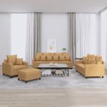 Set de canapele cu perne, 4 piese, maro, catifea GartenMobel Dekor