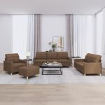 Set de canapele cu perne, 4 piese, maro, textil GartenMobel Dekor