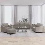 Set de canapea cu perne, 4 piese, gri taupe, material textil GartenMobel Dekor