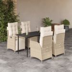 Set mobilier de grădină cu perne, 5 piese, bej, poliratan GartenMobel Dekor