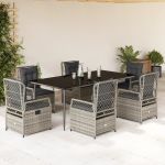 Set mobilier de grădină cu perne, 7 piese, gri, poliratan GartenMobel Dekor