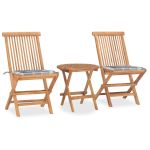 Set mobilier exterior pliabil cu pernă, 3 piese, lemn masiv tec GartenMobel Dekor