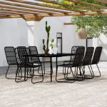 Set de mobilier pentru grădină, 9 piese, negru GartenMobel Dekor