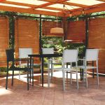 Set mobilier pentru grădină, alb și negru, 7 piese GartenMobel Dekor
