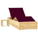 Șezlong de grădină cu masă și pernă, lemn de pin tratat GartenMobel Dekor