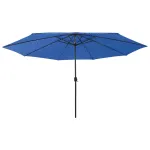Umbrelă de soare de grădină cu LED-uri, albastru azuriu, 400 cm GartenMobel Dekor