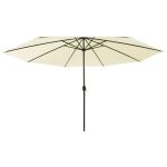 Umbrelă soare de grădină cu LED-uri, nisipiu, 400 cm GartenMobel Dekor