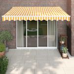 Copertina automată retractabilă, galben și alb, 3,5x2,5 m GartenMobel Dekor