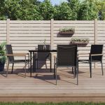 Set mobilier de grădină, 5 piese, negru, textilenă și oțel GartenMobel Dekor
