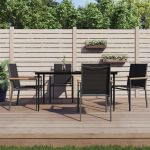 Set mobilier de grădină, 5 piese, negru, textilenă și oțel GartenMobel Dekor