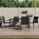 Set mobilier de grădină, 5 piese, negru, textilenă și oțel GartenMobel Dekor