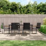 Set mobilier de grădină, 7 piese, negru, textilenă și oțel GartenMobel Dekor