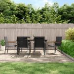 Set mobilier de grădină, 7 piese, negru, textilenă și oțel GartenMobel Dekor
