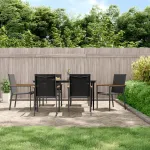 Set mobilier de grădină, 7 piese, negru, textilenă și oțel GartenMobel Dekor