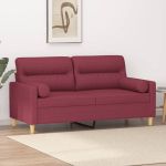 Canapea cu 2 locuri cu pernuțe, roșu vin, 140 cm, textil GartenMobel Dekor