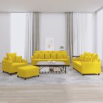 Set de canapele cu perne, 4 piese, galben, catifea GartenMobel Dekor