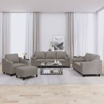 Set de canapele cu perne, 4 piese, gri taupe, textil GartenMobel Dekor