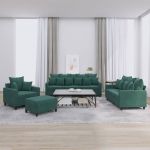 Set de canapele cu perne, 4 piese, verde închis, catifea GartenMobel Dekor