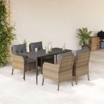 Set mobilier de grădină cu perne, 5 piese, bej, poliratan GartenMobel Dekor