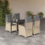 Set mobilier de grădină cu perne, 5 piese, bej, poliratan GartenMobel Dekor