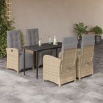 Set mobilier de grădină cu perne, 5 piese, bej, poliratan GartenMobel Dekor