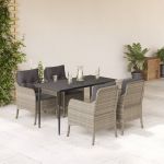 Set mobilier de grădină cu perne, 5 piese gri deschis poliratan GartenMobel Dekor