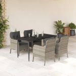 Set mobilier de grădină cu perne, 5 piese gri deschis poliratan GartenMobel Dekor