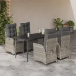 Set mobilier de grădină cu perne, 5 piese gri deschis poliratan GartenMobel Dekor
