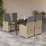 Set mobilier pentru grădină, 5 piese, cu perne, bej, poliratan GartenMobel Dekor